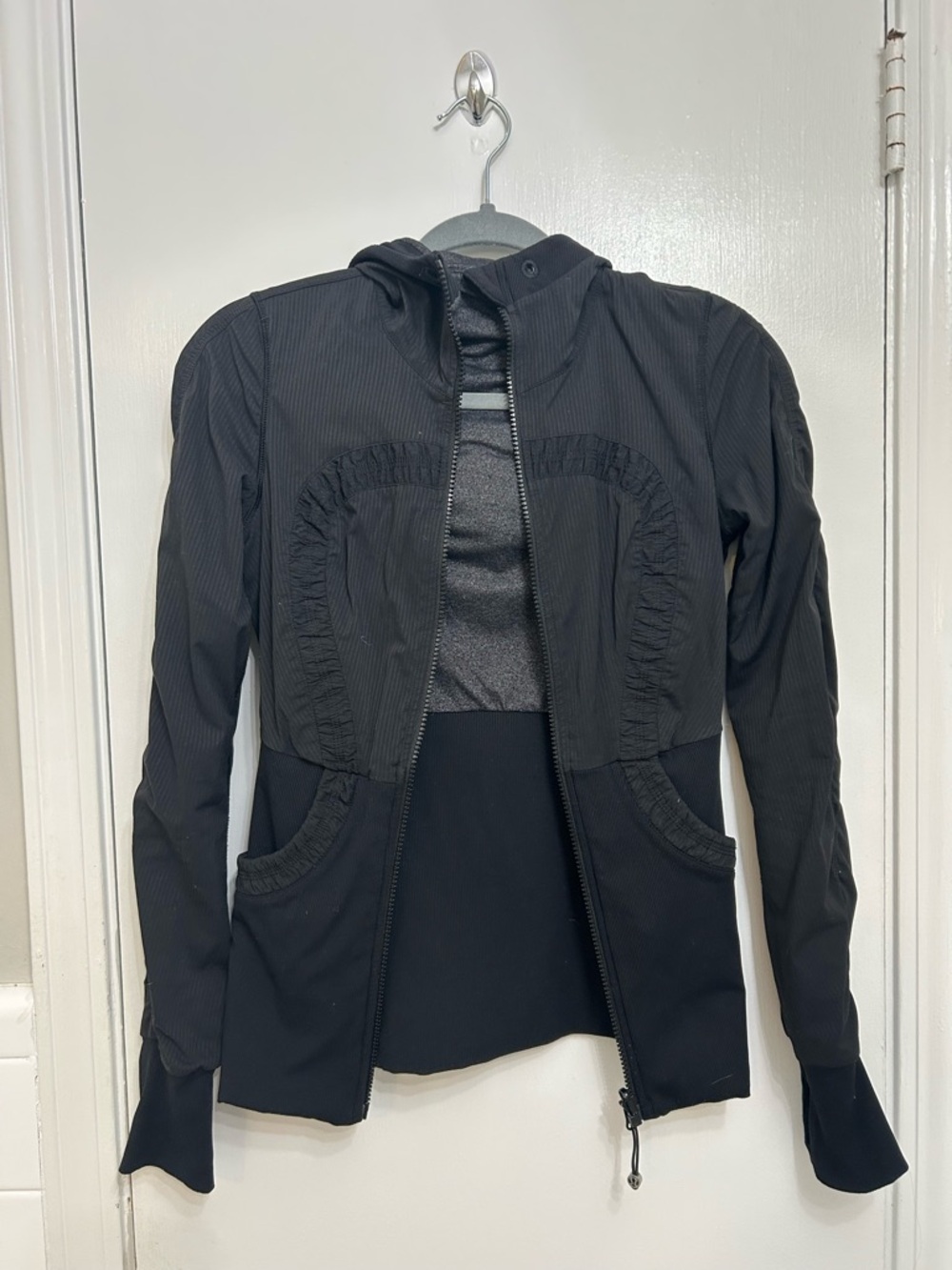 LULULEMON REVERSIBLE Black and Gray Women's Zip-Up Hooded Jacket.